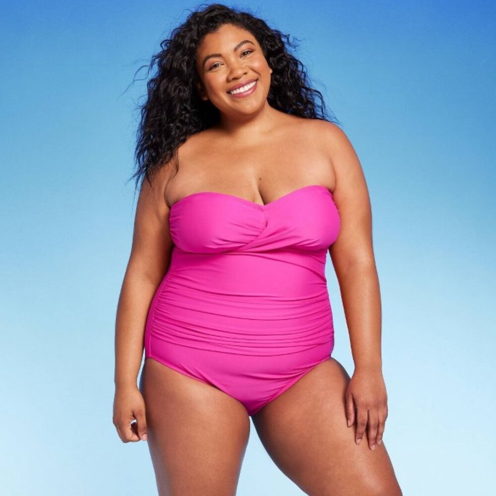 Kona Sol Pink One Piece Women's Full Coverage Twist Front Swimsuit Size: 24